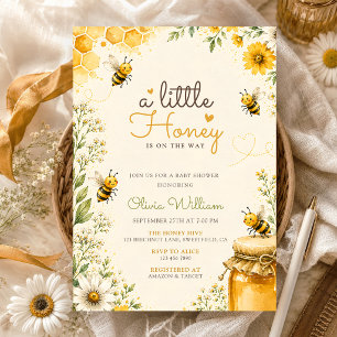 Wildblumen Süße Kleine Honigbiene Baby Shower Einladung