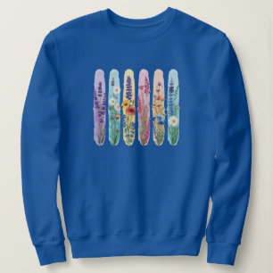 Wildblumen-Sweatshirt für Damen Wasserfarben-Blu Sweatshirt