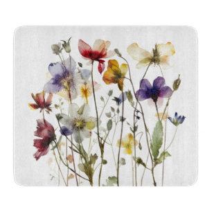 Wildblumen-Symphonie: Lebendige Aquarell-Kunst Schneidebrett