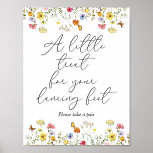 Wildblumen Tanzende Füße Flip Flop Hochzeitsschild Poster