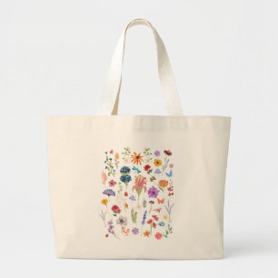Wildblumen-Tasche Rustikale Florale Alltagstasch Jumbo Stoffbeutel