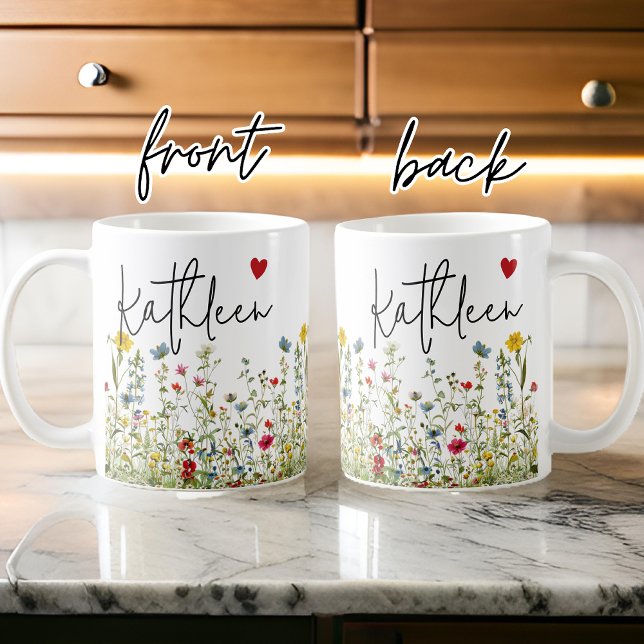 Wildblumen Tasse, Geburtstag & Bridal-Geschenk Kaffeetasse (custom floral mug, mothers day gift mug, graduation gift for her, baby shower gift, bridesmaid gift)