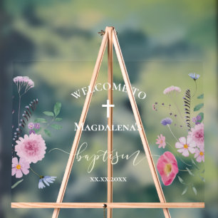 Wildblumen Taufe Begrüßungszeichen Acrylschild