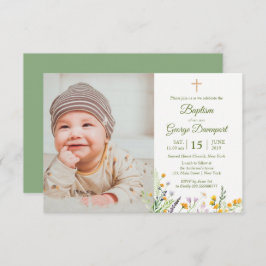 Wildblumen Taufe Custom Foto Einladung