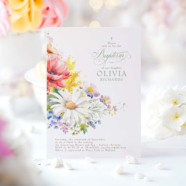 Wildblumen Taufe Einladung (Wildflowers Baptism Invitations)