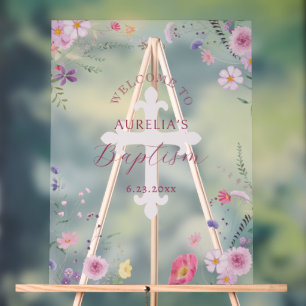 Wildblumen Taufe willkommen Acrylschild