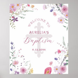 Wildblumen Taufe willkommen Poster