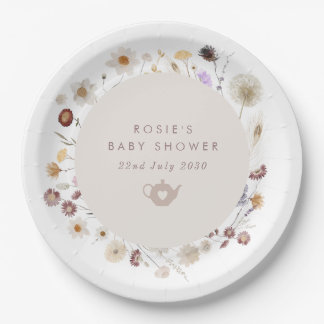 Wildblumen-Teeparty-Baby-Party Pappteller