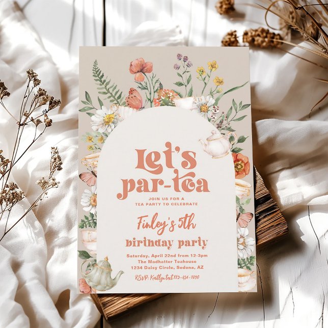 Wildblumen-Teeparty-Geburtstag Einladung (Von Creator hochgeladen)