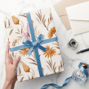 Wildblumen Terracotta Botanisches Muster Geschenkpapier
