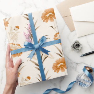 Wildblumen Terracotta Botanisches Muster Geschenkpapier