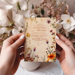 Wildblumen-Terrakotta-Blumen-Aquarell-Hochzeit Einladung