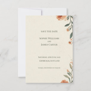 Wildblumen-Terrakotta-Hochzeit-Save-The-Date-Karte Save The Date