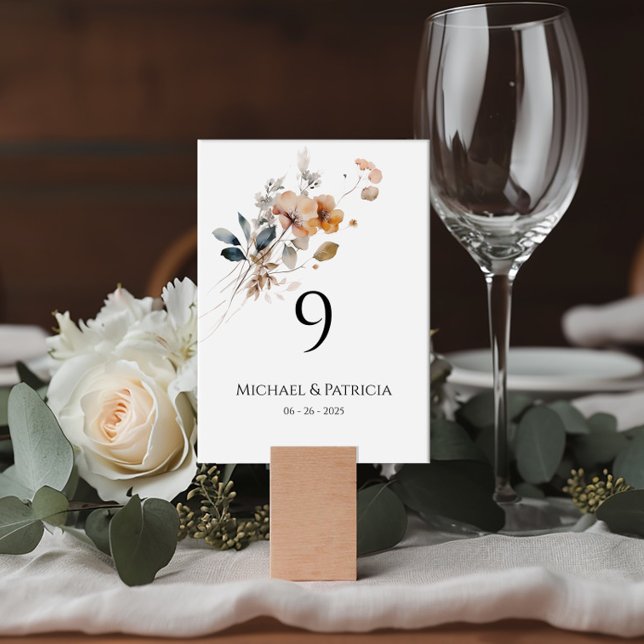 Wildblumen Tischnummer elegante Typografie (Von Creator hochgeladen)