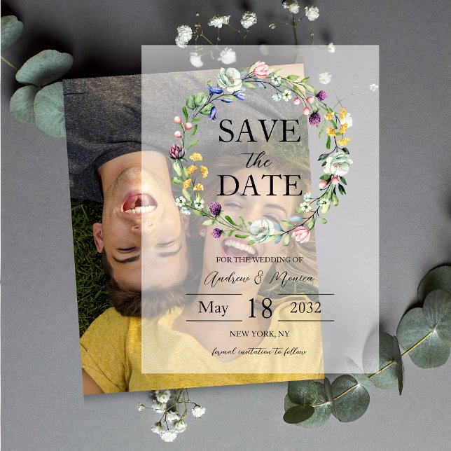 Wildblumen-Transparente-Overlay-Save-the-Date (Wildflowers Translucent Overlay Save The Date Vellum Invitations
)