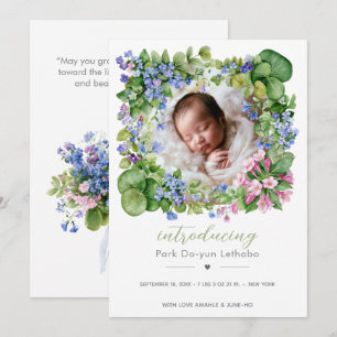 Wildblumen-Träumerei   Willkommen Baby Einladung
