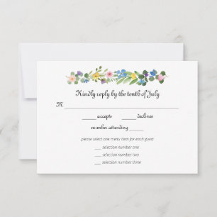 Wildblumen-UAWG mit Menu Selection Response Card RSVP Karte