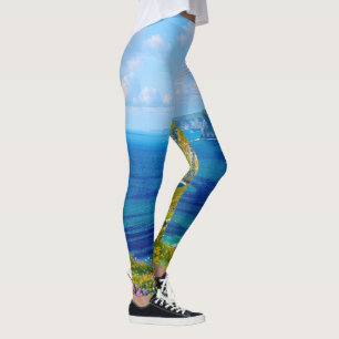 "Wildblumen über dem Meer" - Eine walisische Seeum Leggings