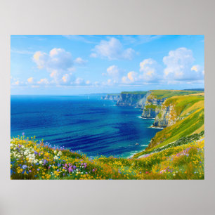 "Wildblumen über dem Meer" - Eine walisische Seeum Poster