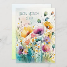 Wildblumen über Wasserfarben|Muttertag glücklich