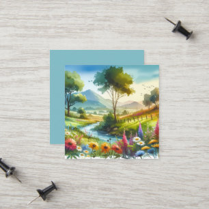 Wildblumen und Bach im Frühlings Tal Telefonnummerkarte
