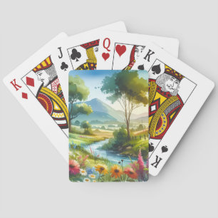 Wildblumen und Bach im Frühlingstal Spielkarten