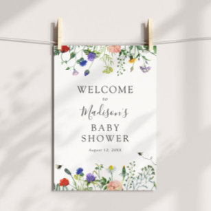 Wildblumen und Begrüßungszeichen Poster