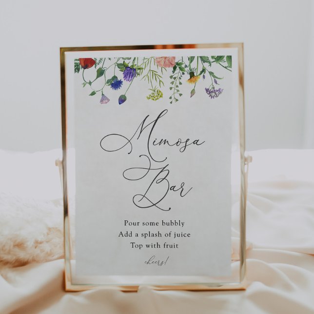 Wildblumen und Bienen Mimosa Bar Sign Poster (Von Creator hochgeladen)