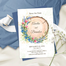 Wildblumen und Blueberry Rustikale Hochzeit Save The Date
