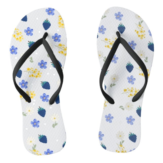 Wildblumen- und Brombeer-Blumenmuster Flip Flops (Fußbett)