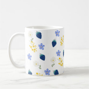 Wildblumen- und Brombeer-Blumenmuster Kaffeetasse