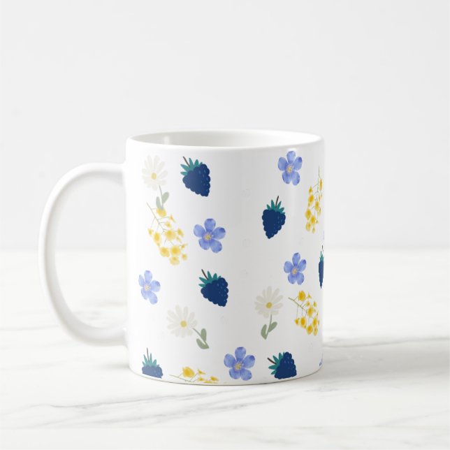 Wildblumen- und Brombeer-Blumenmuster Kaffeetasse (Links)