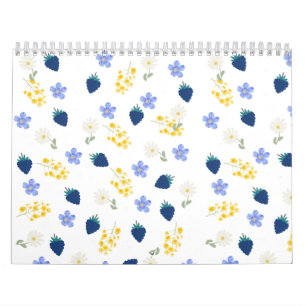Wildblumen- und Brombeer-Blumenmuster Kalender