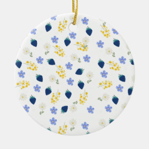 Wildblumen- und Brombeer-Blumenmuster Keramik Ornament