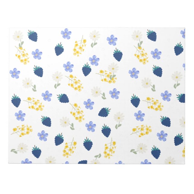 Wildblumen- und Brombeer-Blumenmuster Notizblock (Vorderseite)