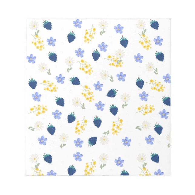 Wildblumen- und Brombeer-Blumenmuster Notizblock (Vorderseite)