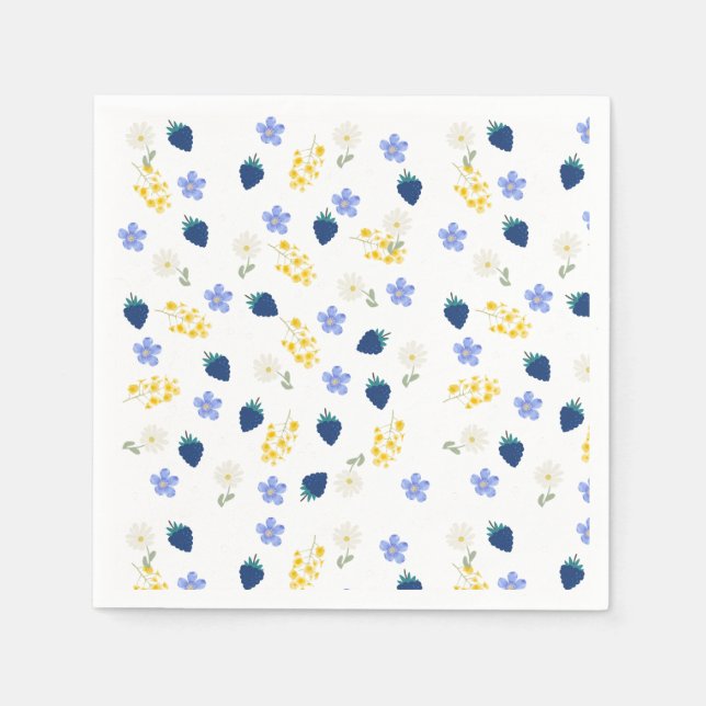 Wildblumen- und Brombeer-Blumenmuster Serviette (Vorderseite)