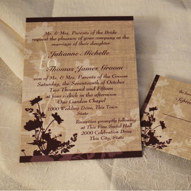 Wildblumen- und Burlap-Hochzeit Einladung (Von Creator hochgeladen)