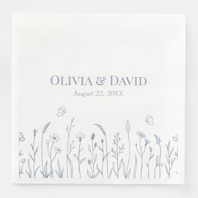 Wildblumen und Butterfiles Hochzeiten von Napkins Serviette (Vorderseite)
