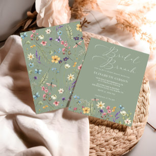 Wildblumen und Butterfly Page Green Bridal Brunch Einladung