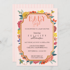 Wildblumen und Honey Bee Baby Girl Dusche Einladung
