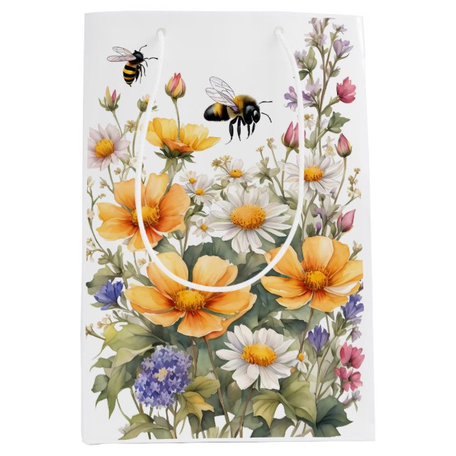 Wildblumen und Honigbienen Mittlere Geschenktüte (Vorderseite)