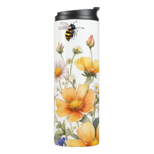 Wildblumen und Honigbienen Thermosbecher