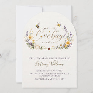 Wildblumen und Käfer Minimalistische Babyparty Einladung