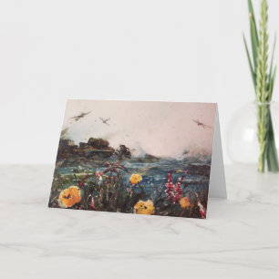 Wildblumen-und Libellen-feine Kunst-Gruß-Karte Karte