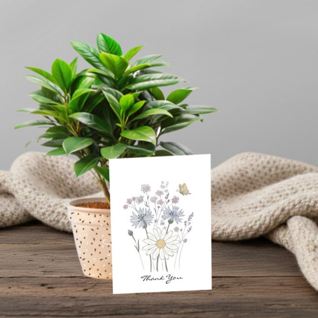 Wildblumen und Schmetterling Dankeskarte (Von Creator hochgeladen)