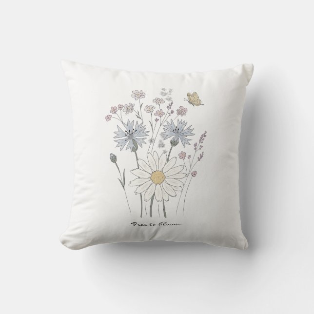 Wildblumen und Schmetterling Kissen (Vorderseite)