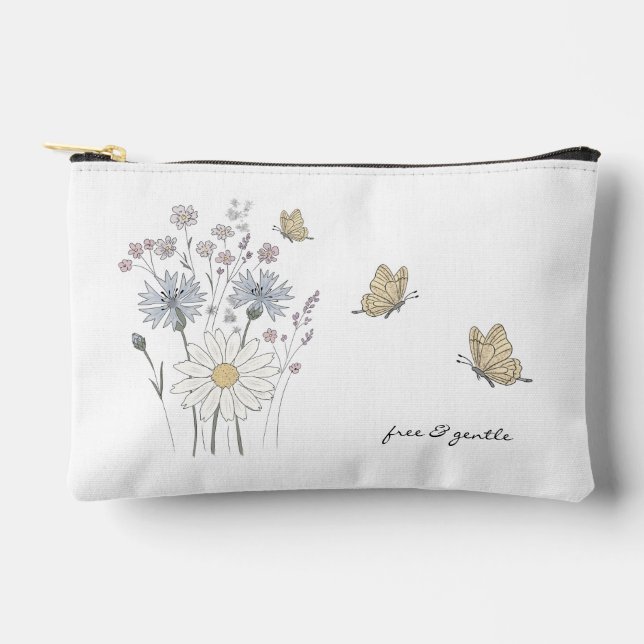 Wildblumen und Schmetterling Zubehörtasche (Vorderseite)