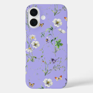Wildblumen und Schmetterlinge auf Lavendel iPhone 16 Hülle