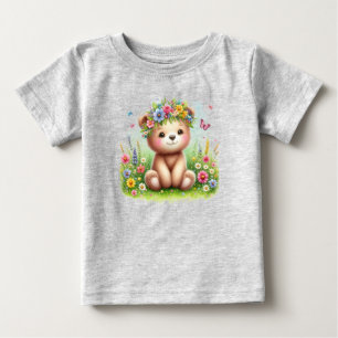 Wildblumen und Schmetterlinge Beary Niedlich Baby T-shirt